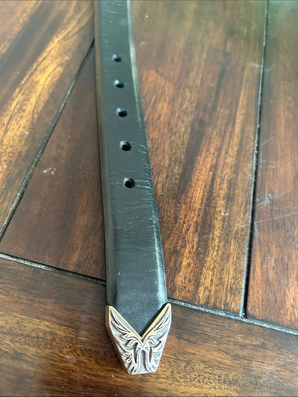 Harley-Davidson Black Leather Women’s Belt with Decorative Silver Buckle